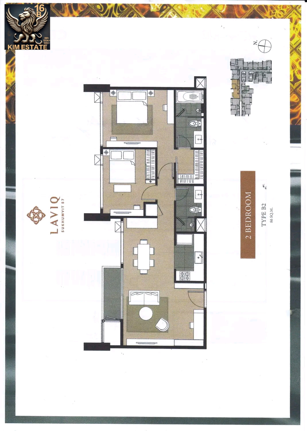 LAVIQ 57 86SQM 2BED2 23FL 90,000